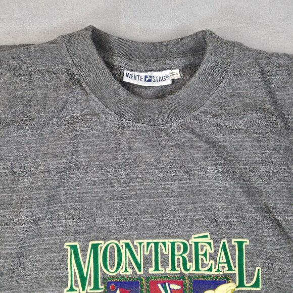 White Stag Montreal Canada Men's T-Shirt Size Large Gray Cotton - Picture 3 of 11